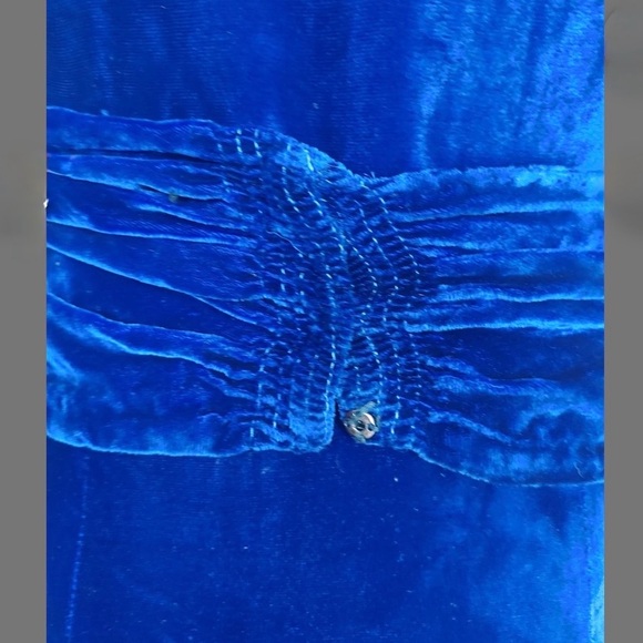 Antique 1930's navy blue silk velvet dress - Picture 8 of 8